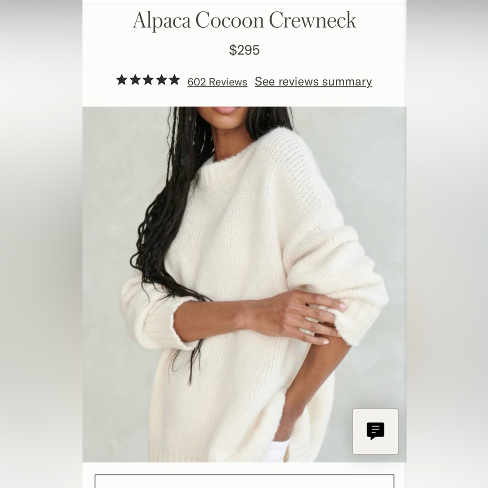 Alpaca Cocoon Crewneck Sweater - Cream Sz M